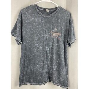 Hawaiin Lava Big Island Map Mens Sz L Black Acid Wash Short Sleeve  T-Shirt